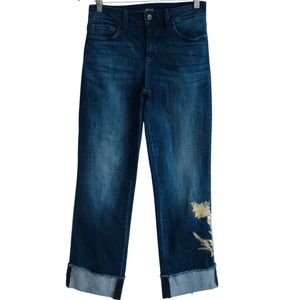 NYDJ High Waist Marilyn Ankle Jean with Embroidered Flower